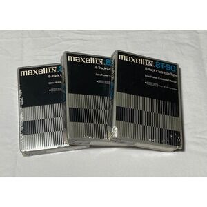 Lot of 3 Maxell LN 8T-90 8-Track Cartridge Tapes Low Noise 90 Min Factory Sealed
